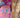 CM-4021 jurk flock print pinkblue